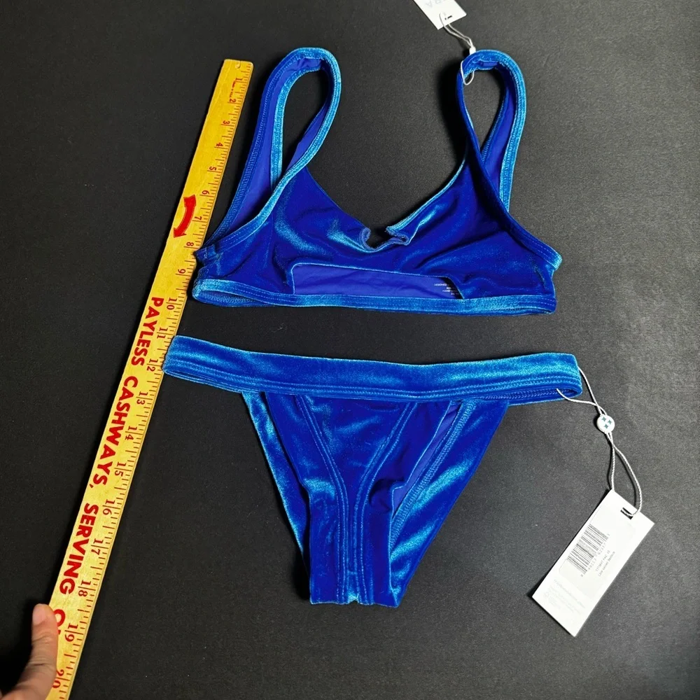 Frankie's Bikinis Cobalt Velvet Two-Piece Swim Set
